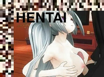 groß-titten, schulmädchen, beule-schuss, immens-glied, junge, wichsen, hentai, 3d, glied