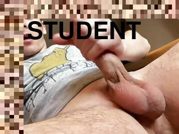 Teen Boy Wanking Nice Cock and Cums Hard on t-shirt / Moaning / Wanking