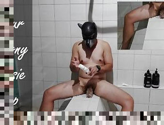 Hot Aussie Pup has to work hard for his rewarding intense orgasm