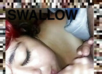 Fat whore swallows