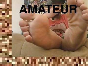 amateur, gay, pieds, solo, ours, orteils