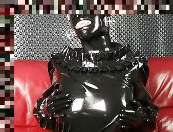 store-pupper, onani, amatør, kjæreste-girlfriend, dildo, pupper, fetisj, latex, alene, gummi