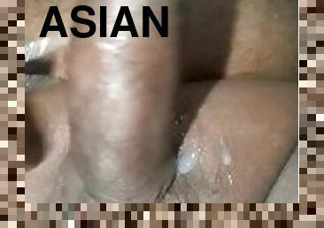 Trini shaved cock cumming hard