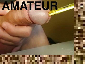 Close up silicon bead cock insertion, Amateur cum shot