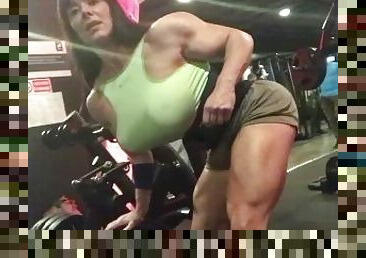 tetas-grandes, enorme, tetas, musculada, gimnasio, dominación