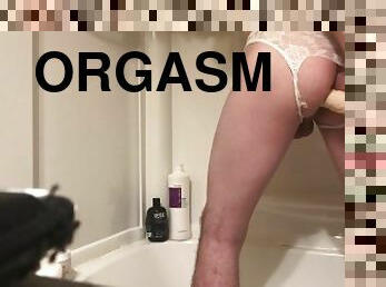 kæmpestor, onani, orgasme, anal, legetøj, bøsse, trusser, første-gang, sperm, dildo