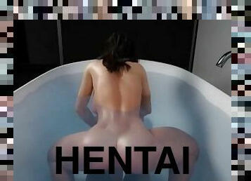 baignade, femme-de-ménage, pieds, anime, hentai