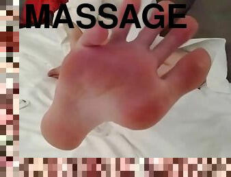 Perfect feet balmed and massaged by a petite chick with long toes and soft soles