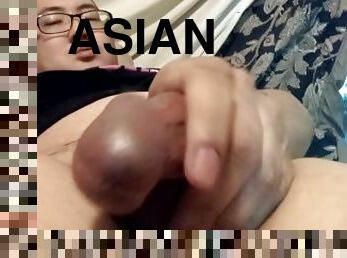 Horny asian man masturbating cum