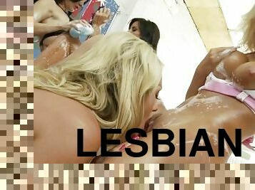 Sexy Car Wash: Lesbians Play With Foam And Each Other