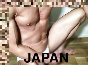 homosexuell, japanier, allein, bikini, muskulös