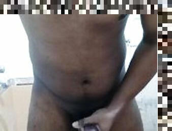 masturbation, amateur, énorme-bite, indien, black, secousses, solo, bite