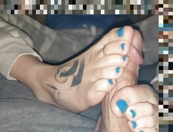 Cock play teasing edging not allowed to cum footjob