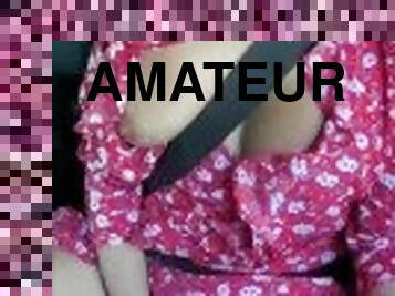 gros-nichons, masturbation, public, chatte-pussy, amateur, milf, maman, couple, doigtage, gode