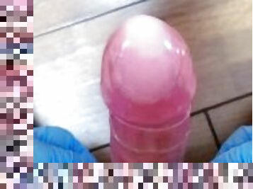 Massive ejaculation into a condom