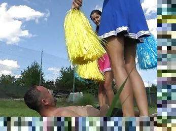 Cheerleader Trampling Fun!