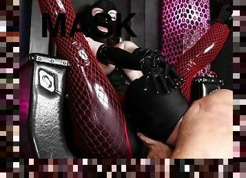 cona-pussy, escravo, cfnm, rede-de-pesca, bizarro-kinky, latex, campainha, máscara