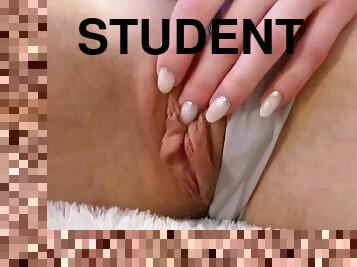 klitors, masturbācija-masturbation, orgasms, vāverīte, studente, griboša, solo, mitra