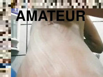 baignade, amateur, ados, belle, fétiche, douche, réalité, petits-seins