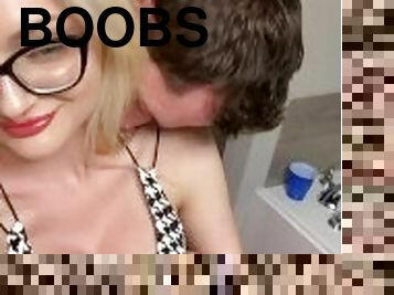 Horny Boy Begs To Suck Her Boobs