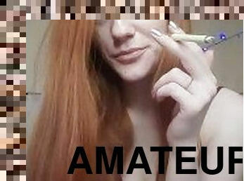 amateur, rousse, fétiche, solo, fumer