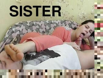 orgasm, amatör, avsugning, cumshot, avrunkning, fötter, syster, oral, petit, fetisch