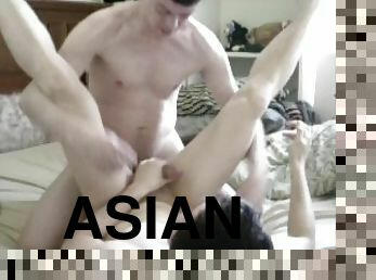 asiático, amador, tiro-ao-alvo, interracial, gay, penetração-de-braço, webcam, apertado