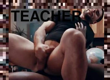 שעירי, סטודנט, מורה, בין-גזעי, שחור, לגמור, תחת-butt, שרירי