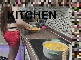 Sexy hot girl is cooking in the kitchen part 37