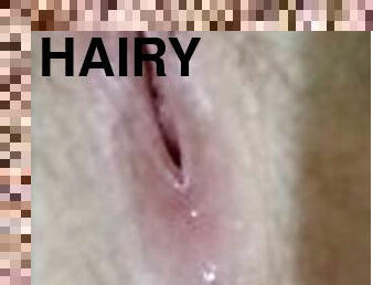 cubby girl with hairy pussy makes her pussy squirt twice
