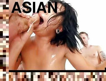 asiatique, orgie, fellation, hardcore, gangbang, sexe-de-groupe, point-de-vue, bout-a-bout, fétiche, sucer