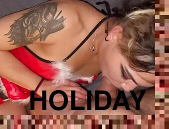Snowing on my Christmas rag doll - Eddie Danger gives tattooed punk chick a nasty facial