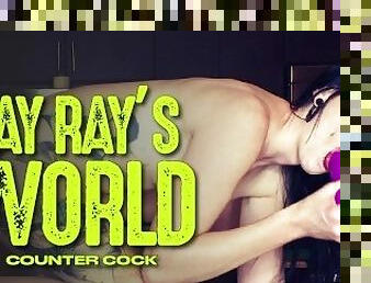 RAY RAY XXX Jumps up on the counter and starts masturbating
