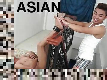 Asian Boy Warren Bound and Tickled