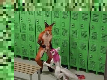 2 Foxes in locker room Full video HD