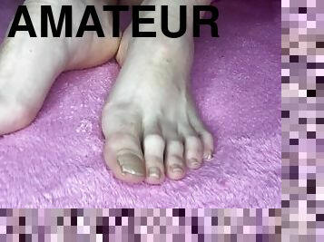 amateur, esclave, pieds, sale, fétiche, solo, gros-plan, orteils