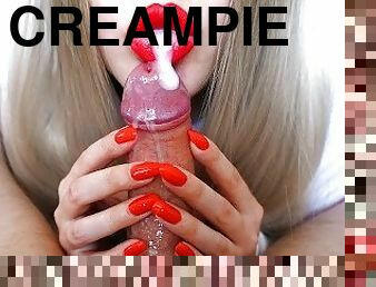 amatör, avsugning, cumshot, creampie, sprut, söt, oral, saftig, retande