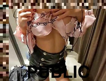 Risky Cumshot in Public Changing Room at Shopping Center - Cock22squirt