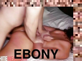 Sloppy ebony deepthroat queen squirts on BWC