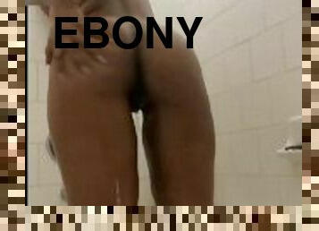 Sexy ebony solo shower tease