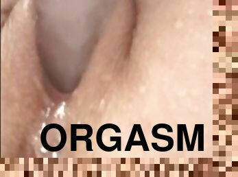 bad, orgasm, fitta-pussy, kvinnligt-sprut, dildo, dusch, vått