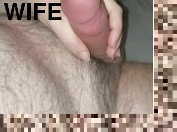 femme, amateur, ejaculation-sur-le-corps, énorme-bite, branlette, bite