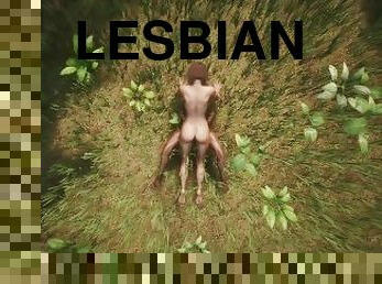 lesbisk, hentai, erotisk, vild