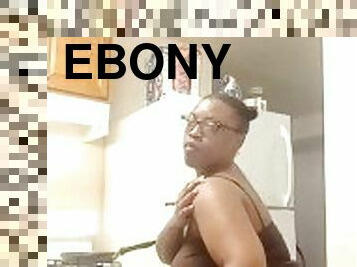 Ebony Bbw Playing With Asshole in Kitchen