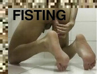 Lovers feet - fisting sissy big ass in shower