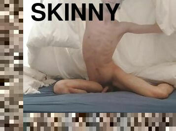 Cute skinny teen loves to play with himself while covered with a blanket