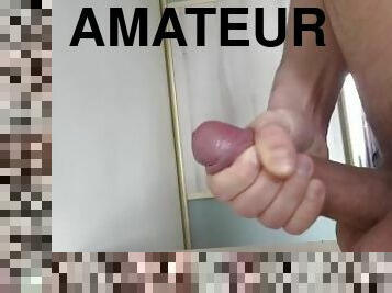 amateur, énorme-bite, maison, branlette, ejaculation, solo, bite