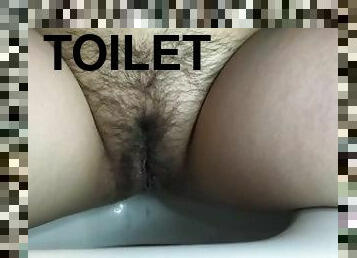 poilue, pisser, chatte-pussy, amateur, ados, britannique, toilette, fétiche, solo