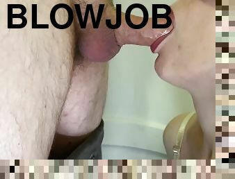 Close up blowjob - deepthroat pulsating creampie - cum Swallow