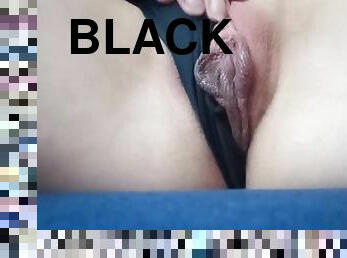 coño-pussy, amateur, negra, bragas, lencería, a-solas, calientapollas